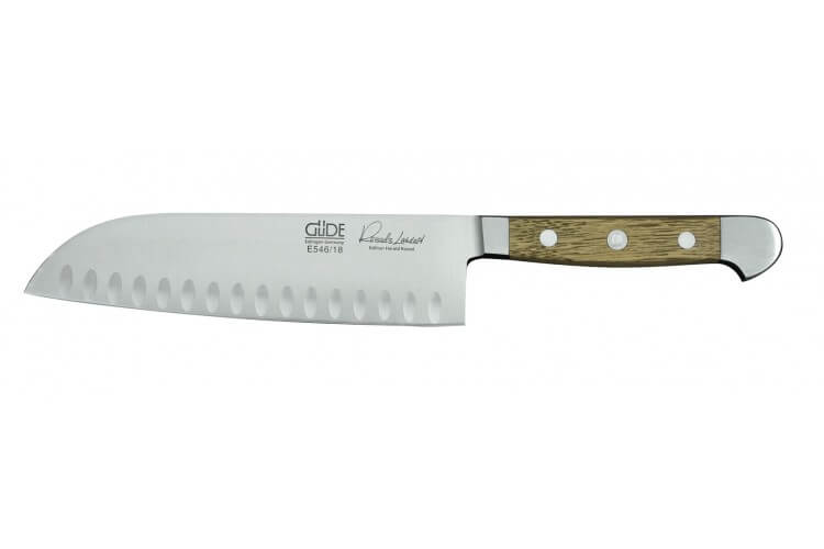 Couteau santoku alvéolé Güde Alpha Chêne 18cm en acier forgé