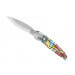 Couteau pliant K2.16M manche acier décor imprimé 3D favelas 11,5cm