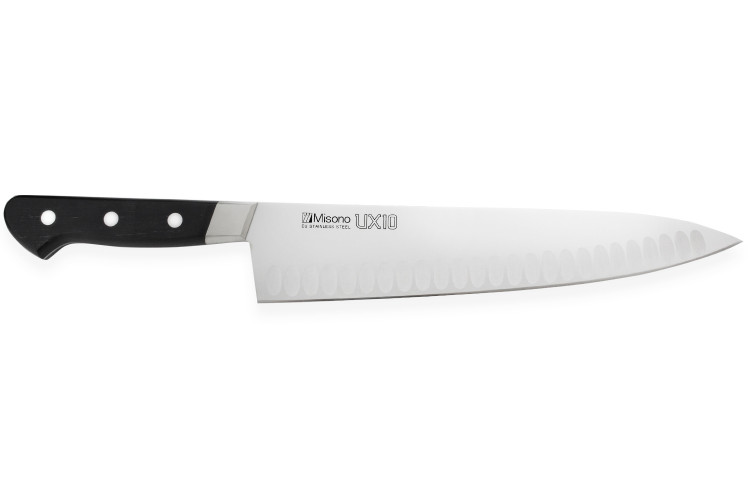 Couteau de chef alv&eacute;ol&eacute; Misono UX10 27cm