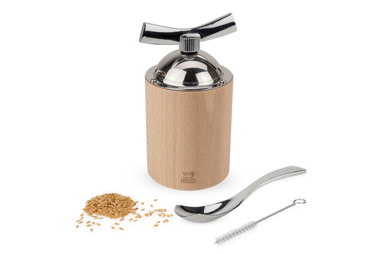 Moulin &agrave; graines de lin manuel Peugeot Isen en bois et inox 13cm