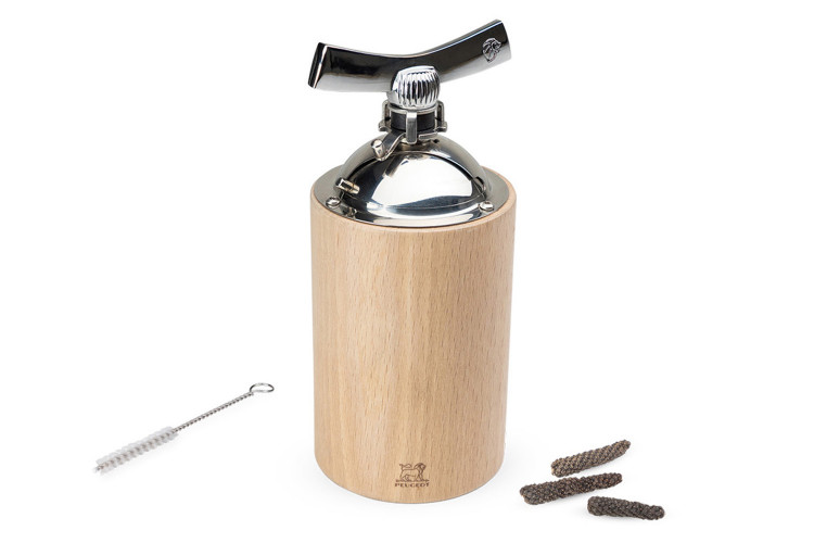 Moulin &agrave; poivre long manuel Peugeot Isen en bois et inox 16cm