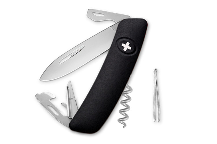 Couteau multifonction SWIZA D03 noir mat 11 fonctions 95mm