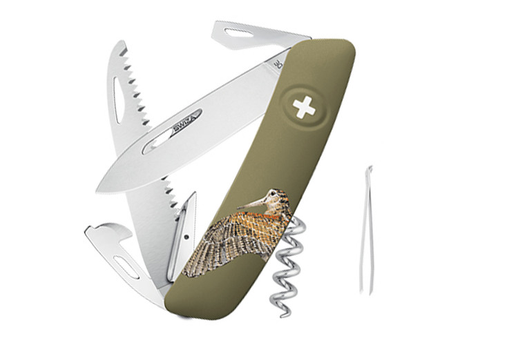 Couteau multifonction SWIZA D05 olive b&eacute;casse12 fonctions 95mm