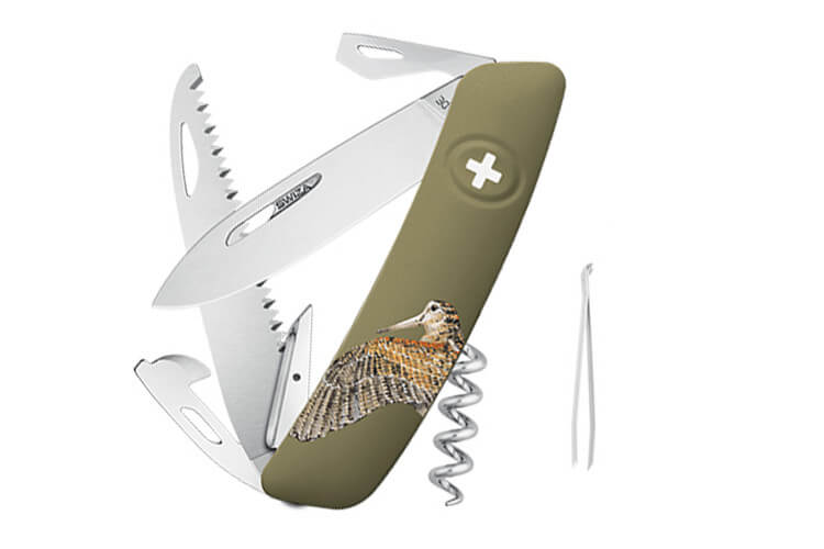 Couteau multifonction SWIZA D05 olive bécasse12 fonctions 95mm