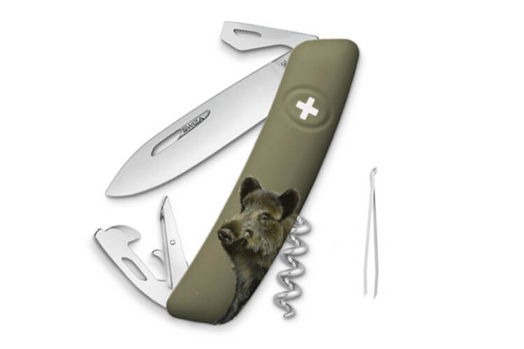 Couteau multifonction SWIZA D03 kaki sanglier 11 fonctions 95mm