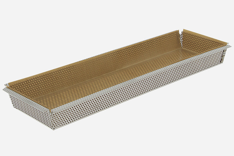 Moule rectangulaire &agrave; fond amovible De Buyer et feuille cuisson