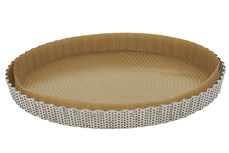 Moule &agrave; tarte cannel&eacute; inox fond amovible De Buyer et feuille cuisson