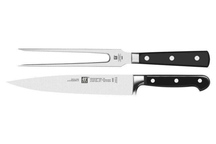 Coffret &agrave; d&eacute;couper Zwilling Professional S forg&eacute; Fourchette &agrave; viande et couteau &agrave; trancher