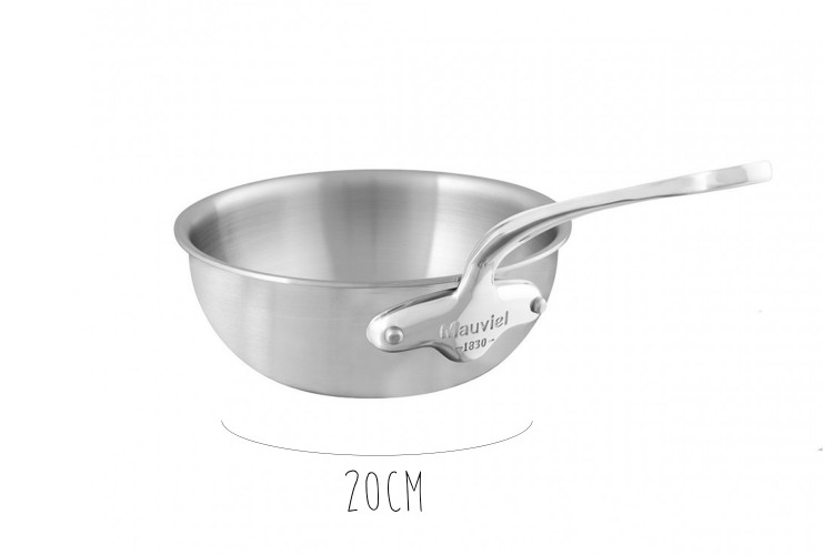 Sauteuse &eacute;vas&eacute;e bomb&eacute;e Mauviel M'Urban3 en inox avec poign&eacute;e fixe