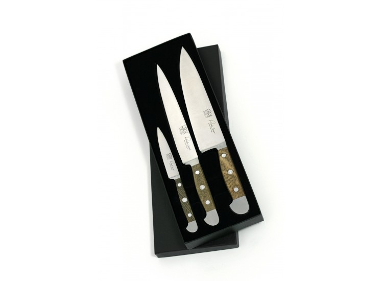 Coffret G&uuml;de 3 couteaux forg&eacute;s Alpha Ch&ecirc;ne