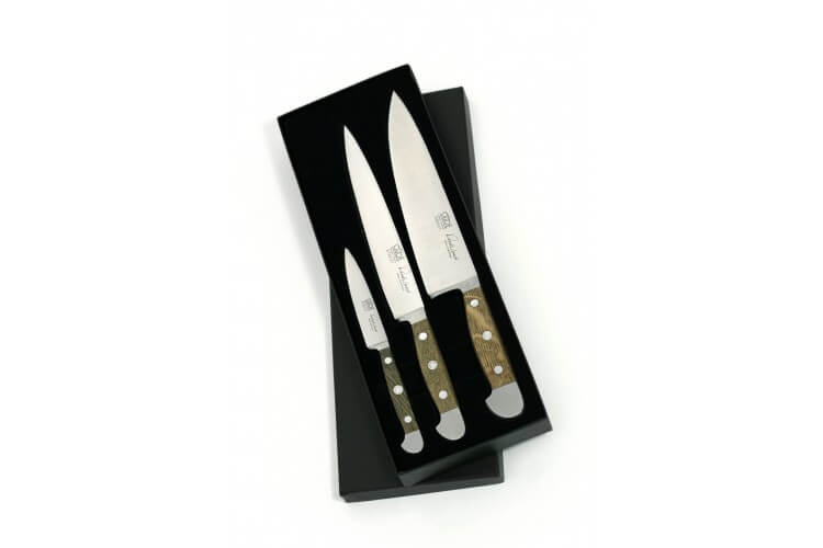 Coffret Güde 3 couteaux forgés Alpha Chêne