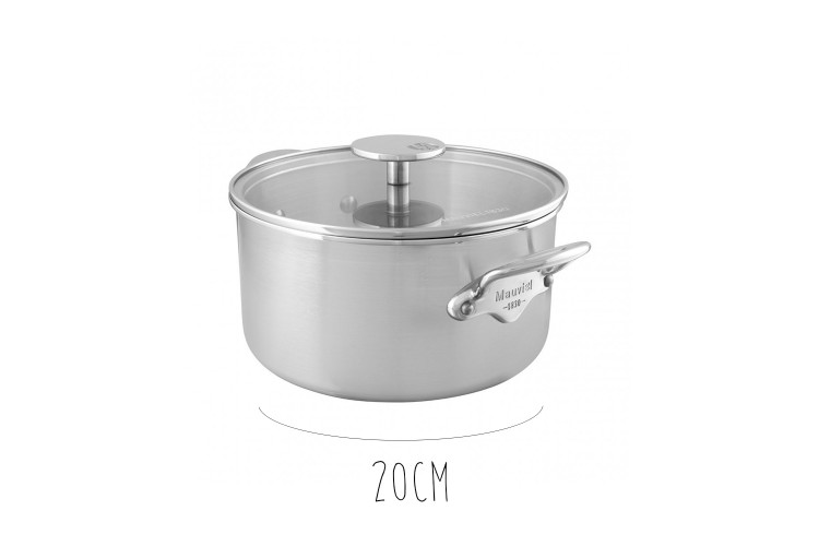 Cocotte Mauviel M'Urban3 en inox avec couvercle en verre