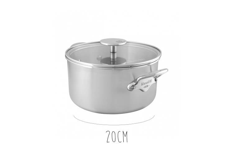 Cocotte Mauviel M'Urban3 en inox avec couvercle en verre