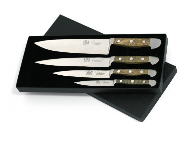 Coffret 4 couteaux forg&eacute;s G&uuml;de  Alpha Ch&ecirc;ne