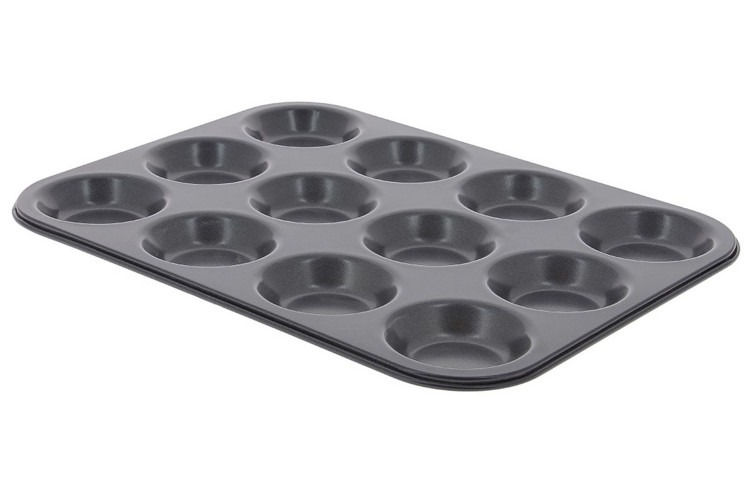 Plaque 12 tartelettes rondes De Buyer en acier anti-adh&eacute;sif