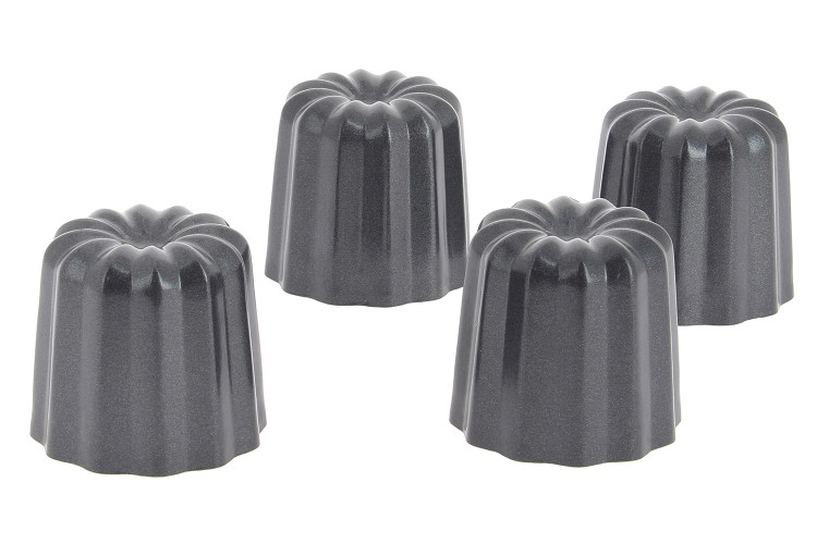 Lot de 4 moules &agrave; cannel&eacute;s bordelais De Buyer anti-adh&eacute;sifs