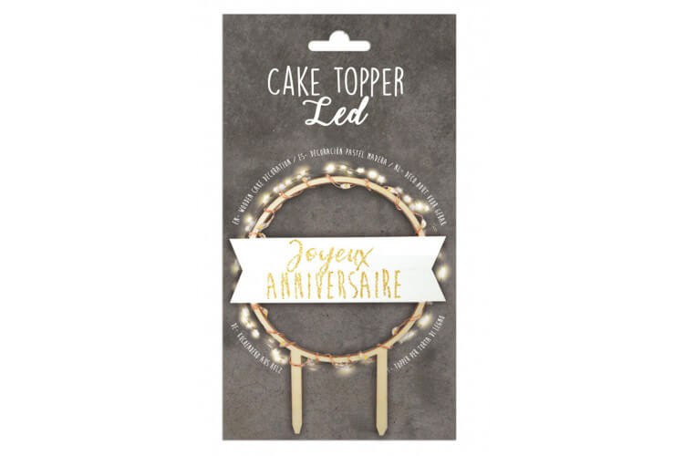 Cake topper à LED "Joyeux anniversaire" Scrapcooking en bois