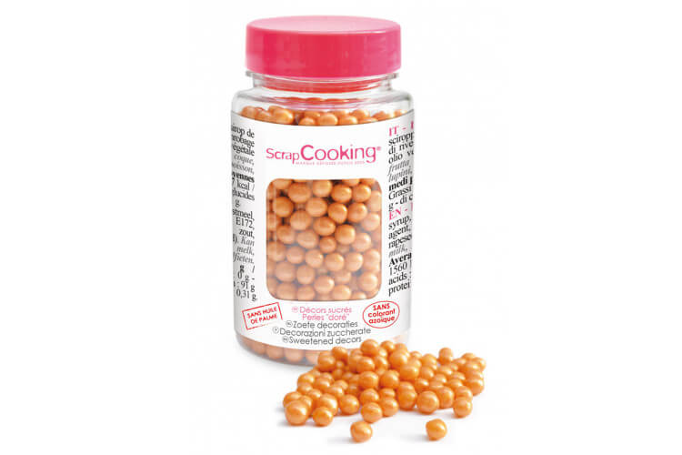 Pot décors sucrés Scrapcooking Perles dorées 55g