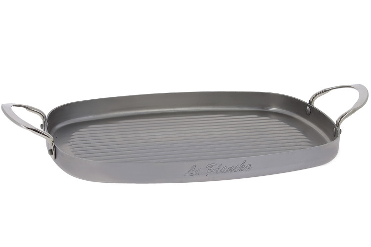 Plancha grill De Buyer Mineral B en fer 38x26cm avec 2 anses inox