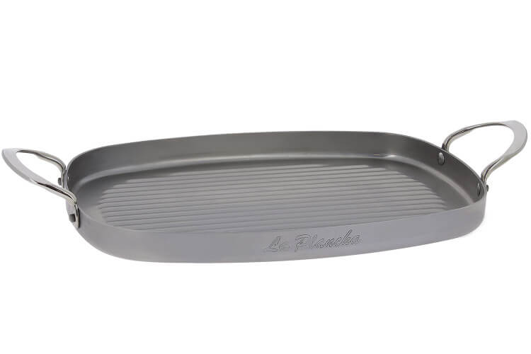 Plancha grill De Buyer Mineral B en fer 38x26cm avec 2 anses inox
