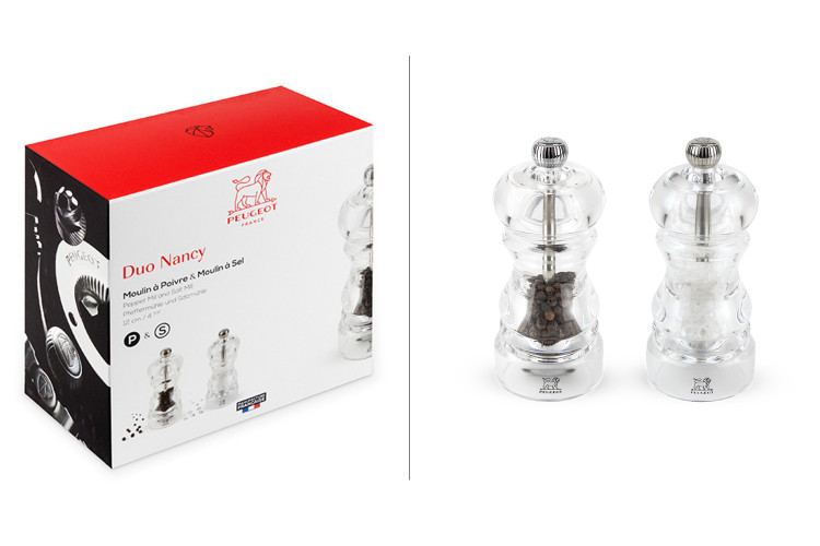 Coffret duo moulin &agrave; sel et poivre Peugeot Nancy en acrylique