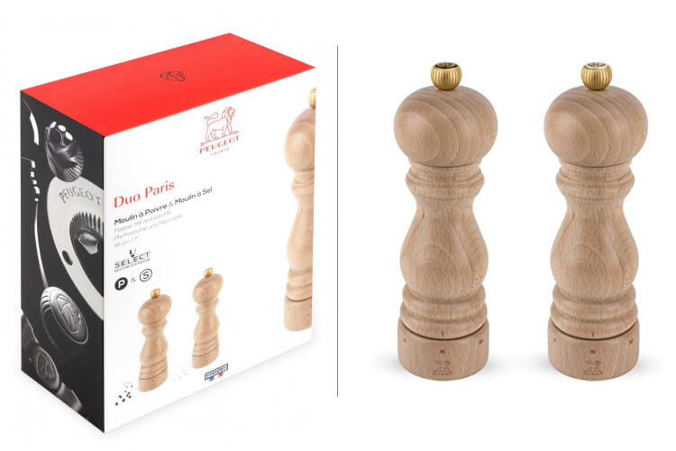 Coffret duo moulin à sel et poivre Peugeot Paris U Select en bois naturel 18cm