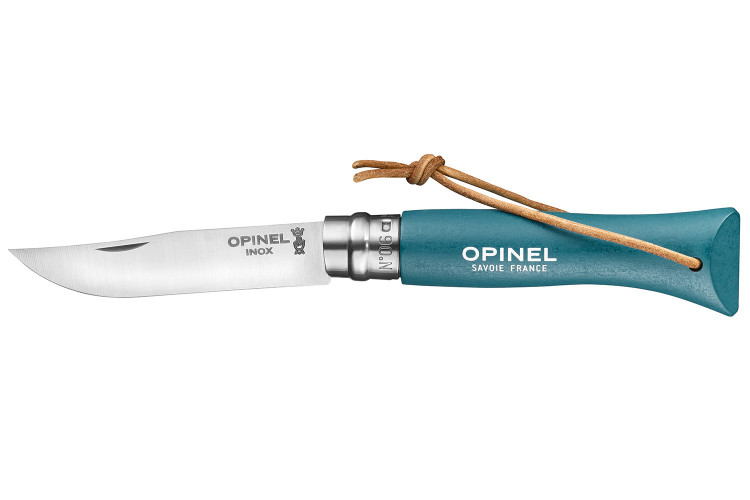 Couteau Opinel n&deg;06 Baroudeur lame 7cm manche turquoise