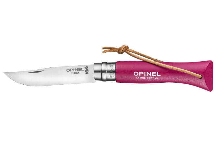 Couteau Opinel N°06 Baroudeur lame 7cm manche framboise