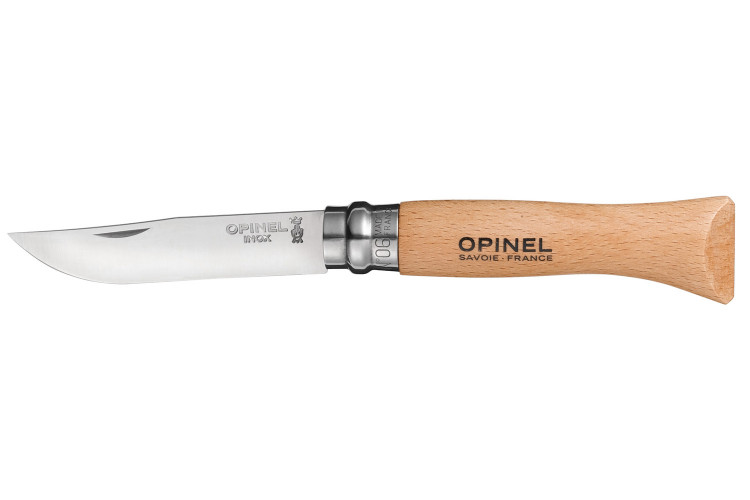 Couteau Opinel traditionnel N&deg;06 lame 7cm virole tournante manche en h&ecirc;tre