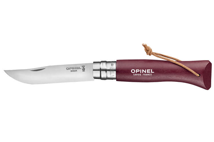 Couteau Opinel N°08 Baroudeur lame 8,5cm manche grenat