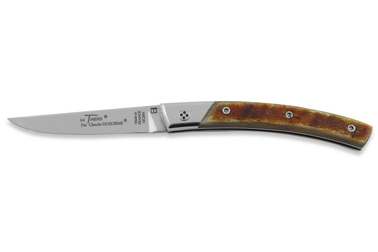Couteau pliant Le Thiers Secret Claude Dozorme manche corne de b&eacute;lier 11cm