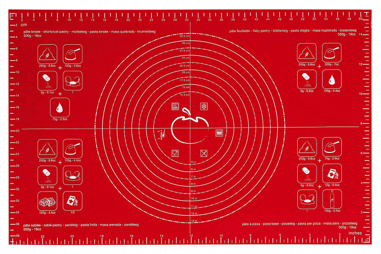 Feuille &agrave; p&acirc;tisserie Mastrad gradu&eacute;e en silicone rouge 60x40cm