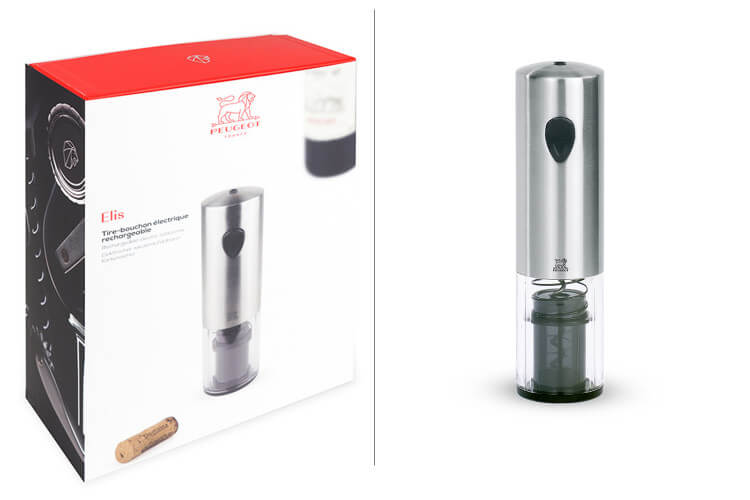Tire bouchon électrique rechargeable Peugeot Elis en inox 20cm