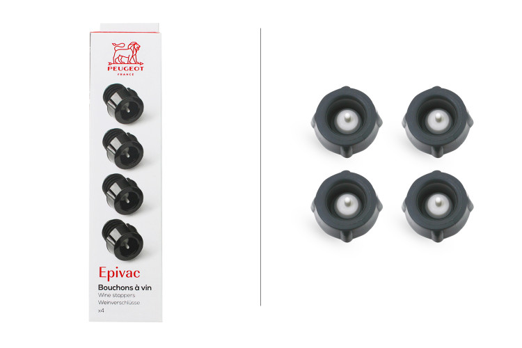 Set de 4 bouchons &agrave; vin Peugeot Epivac pour pompe &agrave; vide 3,5cm