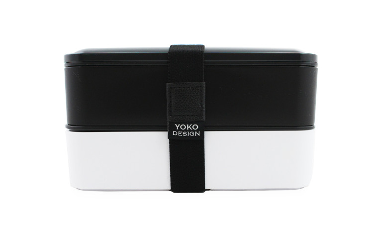 Lunch box 2 &eacute;tages Yoko Design 1,2L noir + 1 set de couverts