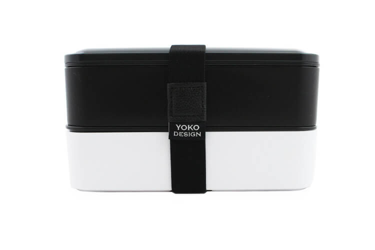 Lunch box 2 étages Yoko Design 1,2L noir + 1 set de couverts