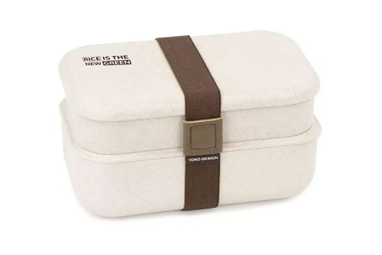 Lunch box 2 étages en fibre de bois Yoko Design 1,2L + 1 set de couverts