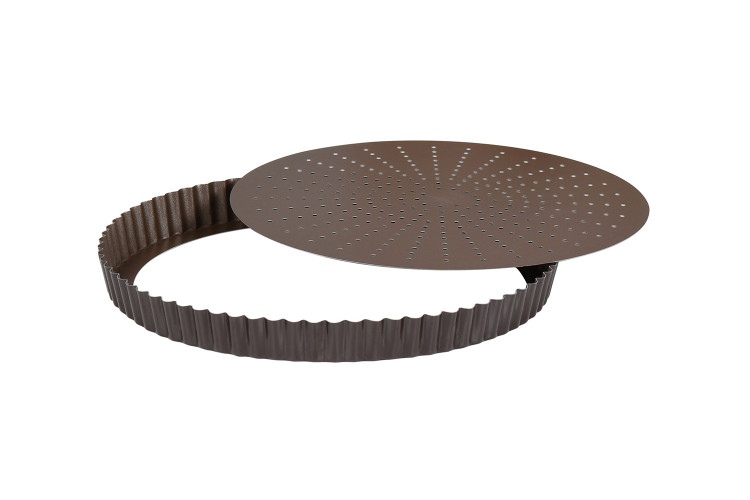 Tourti&egrave;re ronde cannel&eacute;e perfor&eacute;e Gobel fond mobile anti-adh&eacute;rent