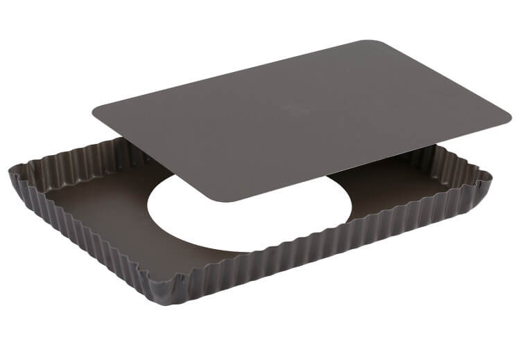 Moule à tarte maison cannelé rectangulaire Gobel anti-adhérente fond mobile