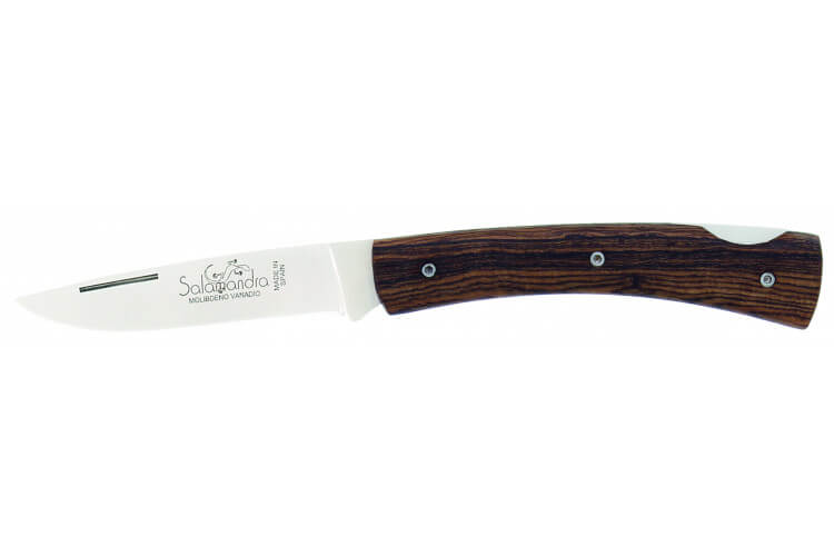 Couteau pliant artisanal Salamandra manche bocote 10cm + pochette cuir