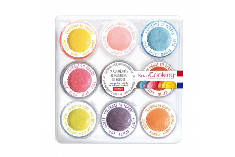 Coffret 9 mini colorants artificiels en poudre Scrapcooking 15,8g