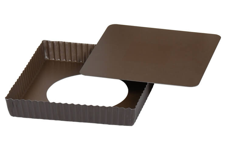 Moule à tarte maison cannelé carré Gobel anti-adhérent avec fond mobile