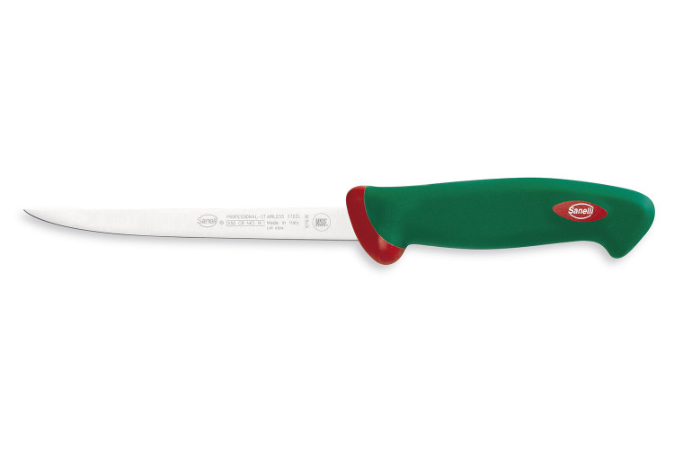 Couteau filet de sole professionnel Sanelli Premana lame &eacute;troite 16cm manche vert