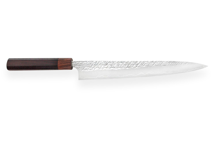 Couteau sujihiki japonais artisanal Yu Kurosaki Raijin acier cobalt 27cm