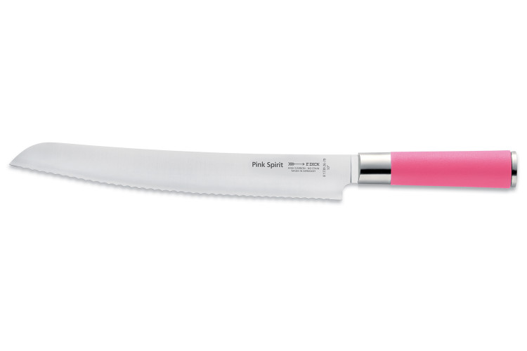 Couteau &agrave; pain Dick Pink Spirit lame dentel&eacute;e 26cm manche rose