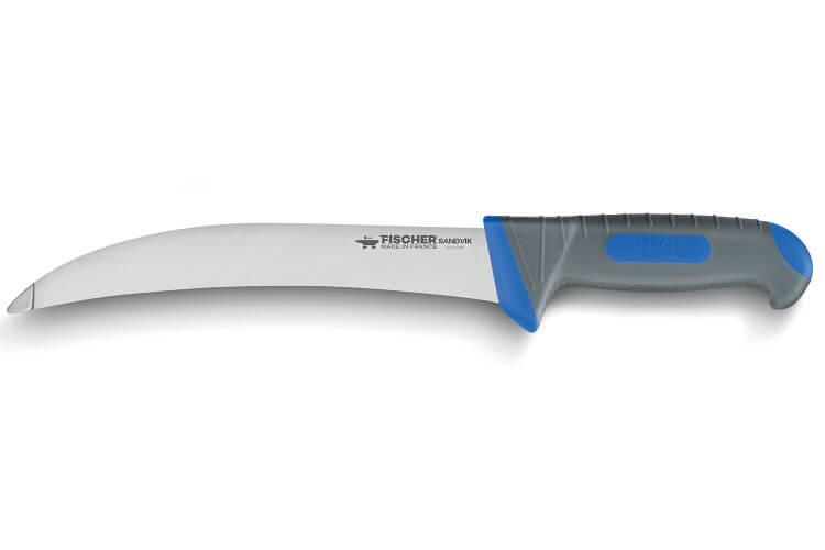 Couteau tripier 20cm courbé sans pointe Fischer SANDVIK manche ultra confort