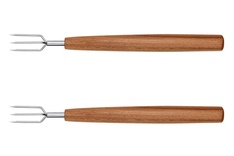 Coffret 2 fourchettes &agrave; pommes de terre Triangle Sense inox et manche en bois de prunier