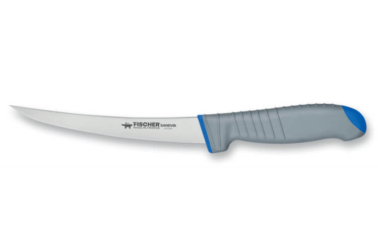 Couteau à désosser semi-flexible 17cm SANDVIK manche bleu ultra confort 