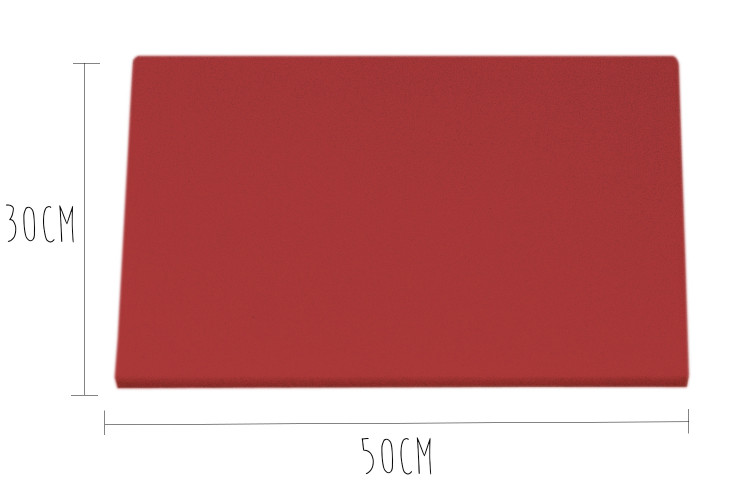 Planche &agrave; d&eacute;couper poly&eacute;thyl&egrave;ne rouge HD500 avec fixations 50x30cm