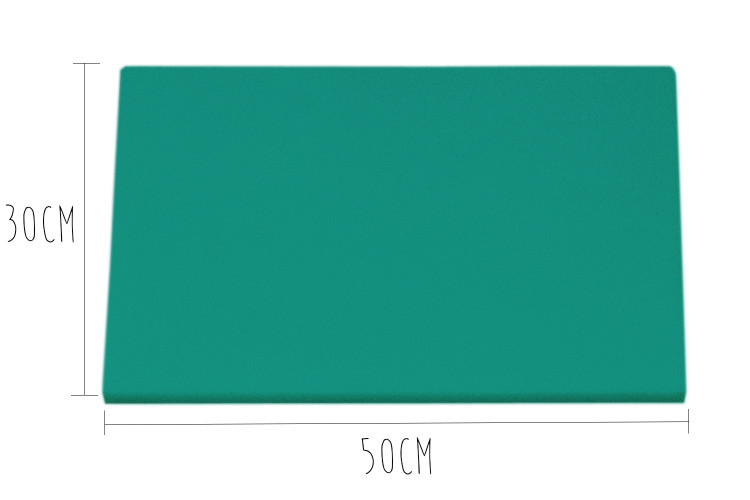Planche &agrave; d&eacute;couper poly&eacute;thyl&egrave;ne verte HD500 avec fixations 50x30cm